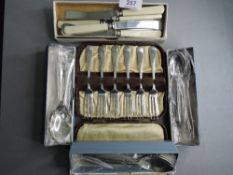 A small selection of silver plated flatware including cake forks, teaspoons etc