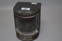 A 20th century copper ships lamp, with applied plaques 'Stern' & 'Simpson Lawrence'