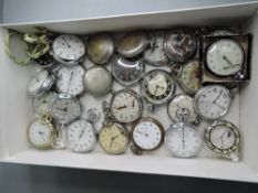 A large selection of base metal pocket watches including Ingersoll, Smiths, Sekonda etc