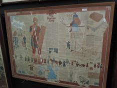 A large framed and glazed educational poster on the Roman army.