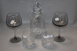 A selection of fine clear cut crystal glass wares relating to the Steam Packet company