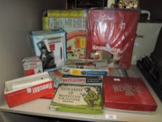 A selection of vintage games and similar including Battleships, crayons,Spirograph and more.