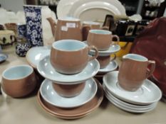A part tea service by Langley in a blue and brown glaze