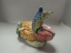 A modern Majolica style serving dish in the form of a rabbit