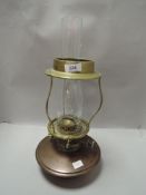 A ships or similar mobile oil lamp having copper and brass fitments by Hinks Duplex
