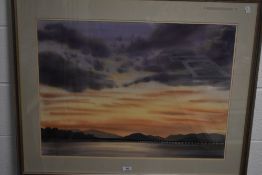 Jim Ridout (local 20th century) watercolour, lakeland landscape at dusk, signed lower left,