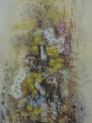 A watercolour, Ian Bowles, birds amongst foliage, 50 x 31cm, plus frame and glazed