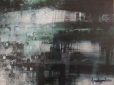 An oil painting, Amanda J Pickles, impressionist winter nightscape, 30 x 40cm