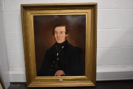 An impressive portrait of a 19th century gentleman, oil on board( possibly re-lined)