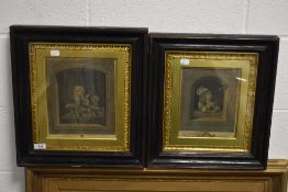 A pair of 18th century French monochrome engravings, entitled 'L'observateur Distrait' and 'Le Petit