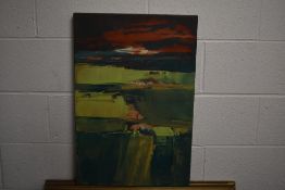 Stephen Court (British contemporary) 'Moorings & Meadows' abstract oil on canvas, signed lower left,