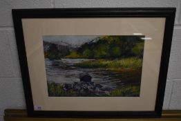A soft pastel Ripples in the Rushes by Diana De Gruyther, signed framed and glazed