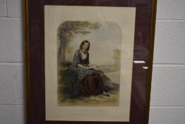 A Victorian coloured engraving after M Bounher 'The Village Songstress' published by F. Gwynne