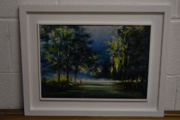 An oil on board Fishing the Tweed by Ted McArdle. Signed