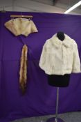 A white coney fur 1930s capelet, mink tippet and similar.