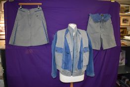 A Vintage three piece set by BIBA comprising of jacket, shorts and skirt.