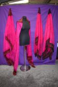 A selection of vintage fine pink silk saris.