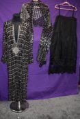 A 1920s Assuit black tulle bi telli flapper dress,silk petticoat and stole. Made to order in Egypt