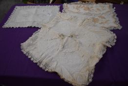 Three antique nightdress cases having beautiful detailing throughout.