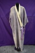 An antique iridescent lilac and cream kimono or kimono dressing gown.