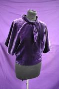 An unusual purple velvet 1930s blouse.