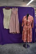 A collection of dresses including 1950s pink cotton halter neck dress and jacket labelled Fredrica