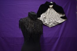 Two antique capelets including heavily beaded example with stand up collar.