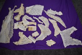 A collection of antique lace and similar panels an sections.