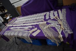 A collection of predominantly Victorian lace, tulle, tatting and similar panels and sections.