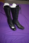 A pair of black lace up Edwardian boots, around a UK 6 or 6.5.