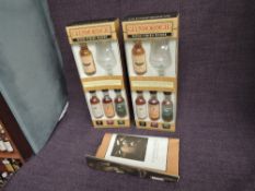 Two Glenmorangie Malt Scotch Whisky 4 miniature bottle gift packs, Wood Finish Range with tasting
