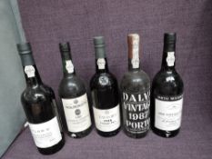 Five bottles of 1980's Vintage Port, Smith Woodhouse 1980 bottled 1982, 75cl, 20% vol, Taylor's 1985