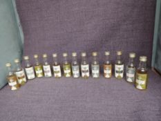 Fourteen Campletown Commemoration 12 Year Old Vatted Malt Whisky Miniatures, Drumore 1834-1837,