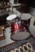 A five piece contemporary drum kit, performance percussion