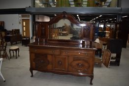 A late 19th or early 20th Century mahogany mirror back sideboard key included