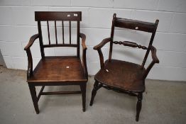 Two 19th Century carver chairs