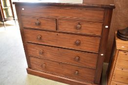A Victorian mahogany chest of two over three drawers having false frieze drawer, dimensions approx