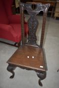 A 19th Century oak hall chair