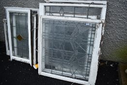 A selection of vintage leaded glass windows, some coloured glass