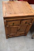 An oriental style golden hardwood side cabinet, width approx. 46cm