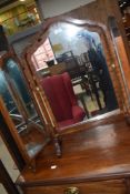 An early 20th Century triptych dressing table mirror