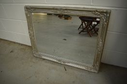 A modern silvered wood frame mirror, approx. 90 x 70cm