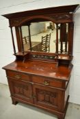 An Arts and Crafts/Art Nouveau transitional mirror back sideboard, in the Liberty's style, nice