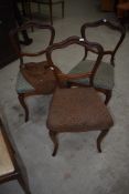 Three Victorian mahogany dining chairs