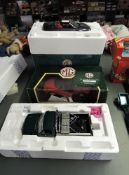 Three 1:18 scale diecast models, Corgi MGF Open Top limited edition 2898/11000 with certificate,