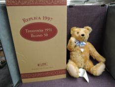 A modern Steiff limited edition Bear, Teddy Bear 1951 Blond 50 Replica 1997, white tag 408434,