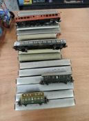 Seventeen Marklin HO scale tin plate and plastic coaches