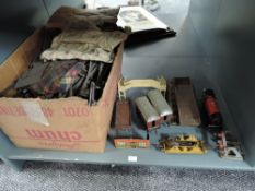 A collection of 0 Gauge including Hornby 0-4-0 Locomotive, 2 carriages, wagons and track etc