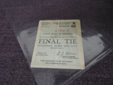 A 1933 F A Cup Final Ticket, Saturday April 29th, South Terrace Seats, K46, Row 11 Seat 3