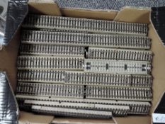 A box containing 160 Marklin HO Straights, approx 30 metres
